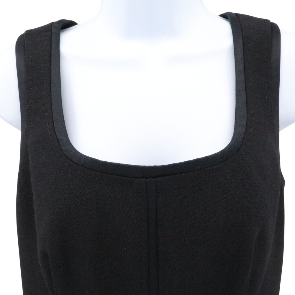 Tory Burch Satin Trim Wool Blend Sleeveless Sheath Work Cocktail Dress Black 4 - Picture 4 of 9